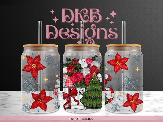 Christmas Vibes 16oz glass can UV DTF