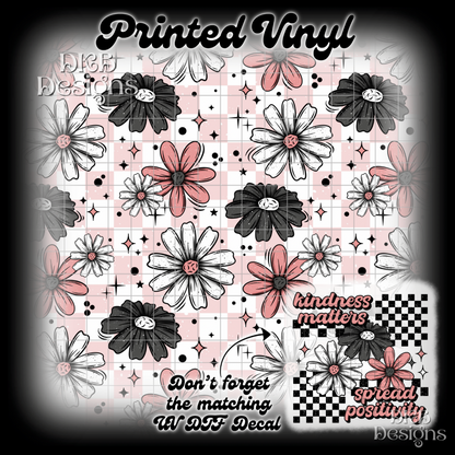 Pink gray floral Printed Vinyl