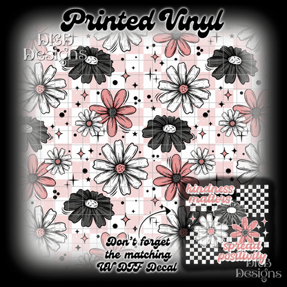 Pink gray floral Printed Vinyl