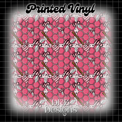 Pink bees Printed Vinyl