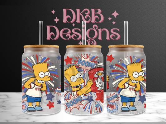 Pyrotechnic champ 16oz glass can UV DTF