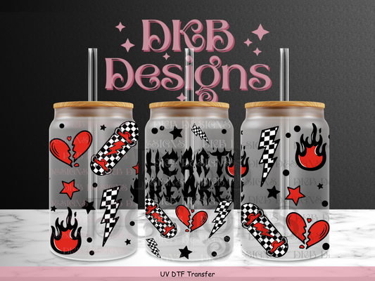 Heart breaker 16oz glass can UV DTF