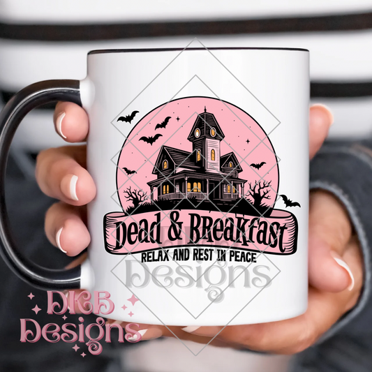 Dead and breakfast pink UV DTF