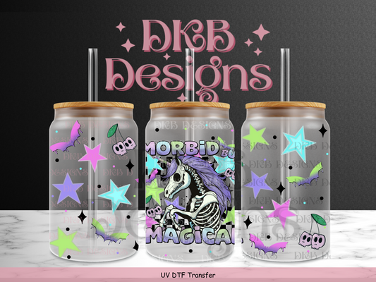 Morbid but magical 16oz glass can UV DTF