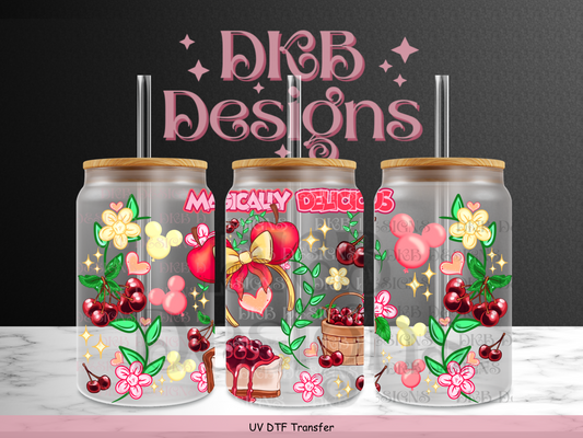 Delicious cherry 16oz glass can UV DTF