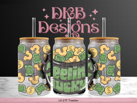 Feeling lucky 16oz glass can UV DTF