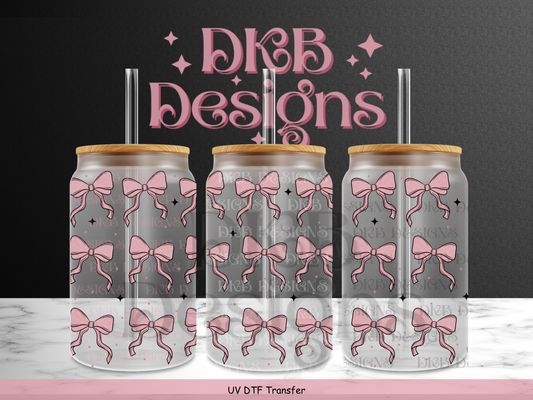 Bows 16oz glass can UV DTF