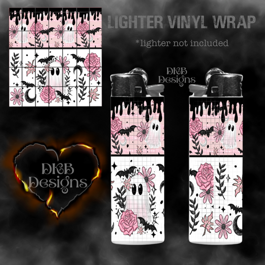 Pink floral ghost lighter vinyl wrap