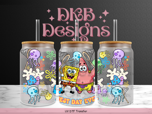 SB best day ever 16oz glass can UV DTF