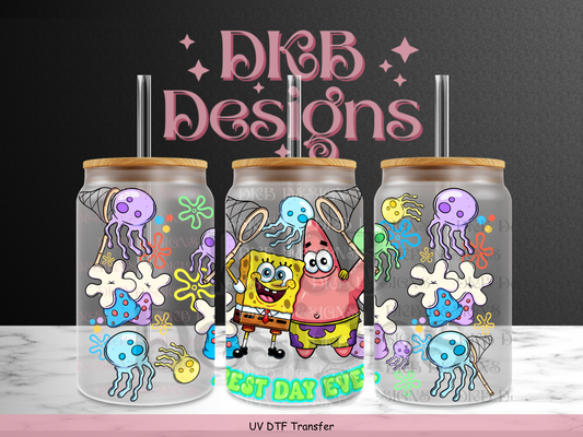 SB best day ever green 16oz glass can UV DTF