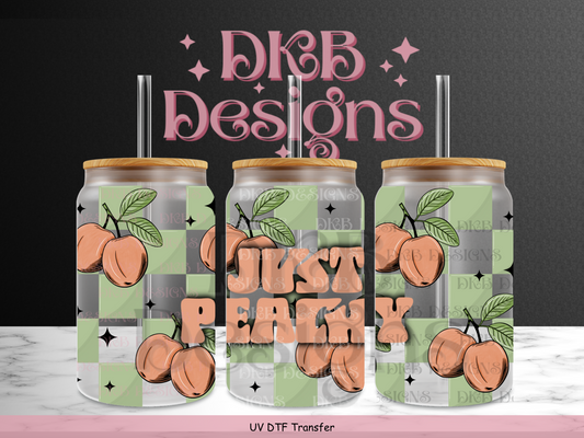 Just peachy 16oz glass can UV DTF