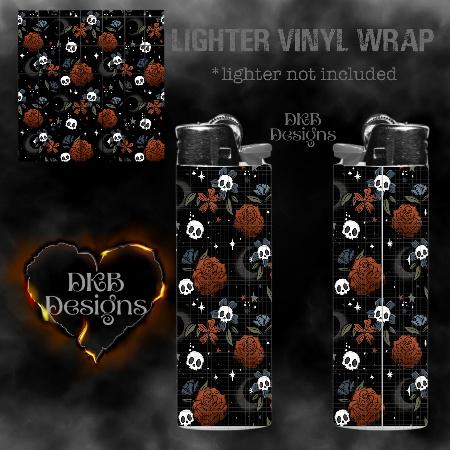 Floral moon lighter vinyl wrap