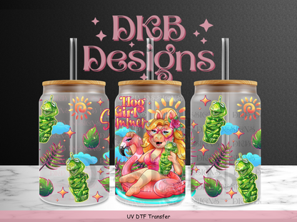 Hog girl summer 16oz glass can UV DTF