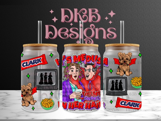 It’s Medusa 16oz glass can UV DTF