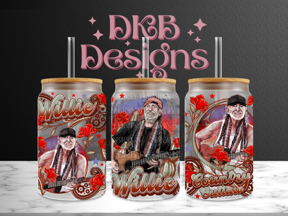 Willie 16oz glass can UV DTF