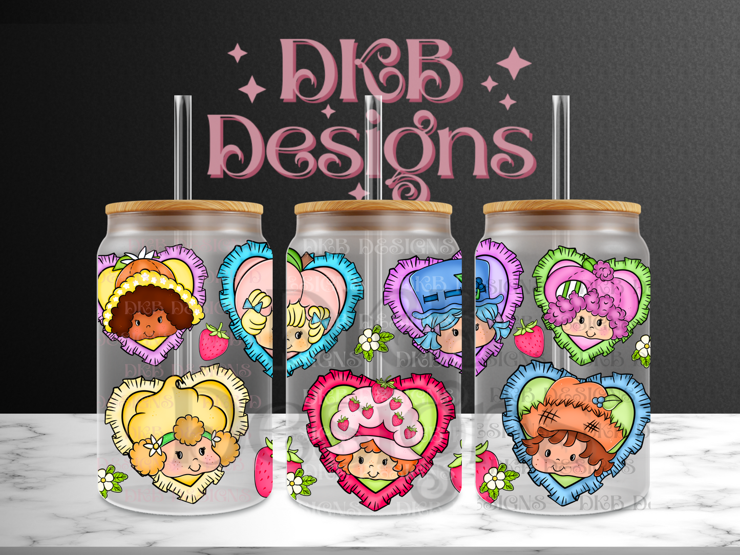 Berry friends 16oz glass can UV DTF