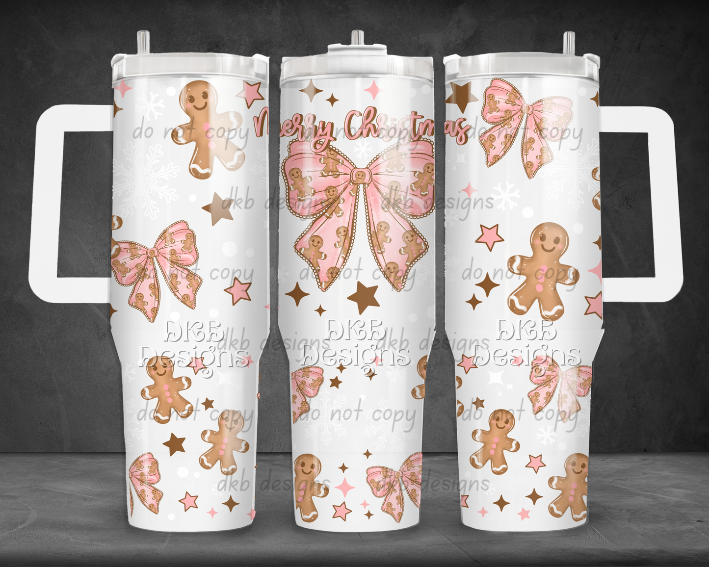 Gingerbread bow 40oz Tumbler UV DTF