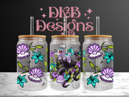 Sea witch floral 16oz glass can UV DTF