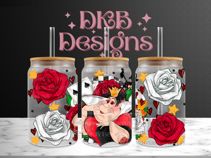 Queen of roses 16oz glass can UV DTF