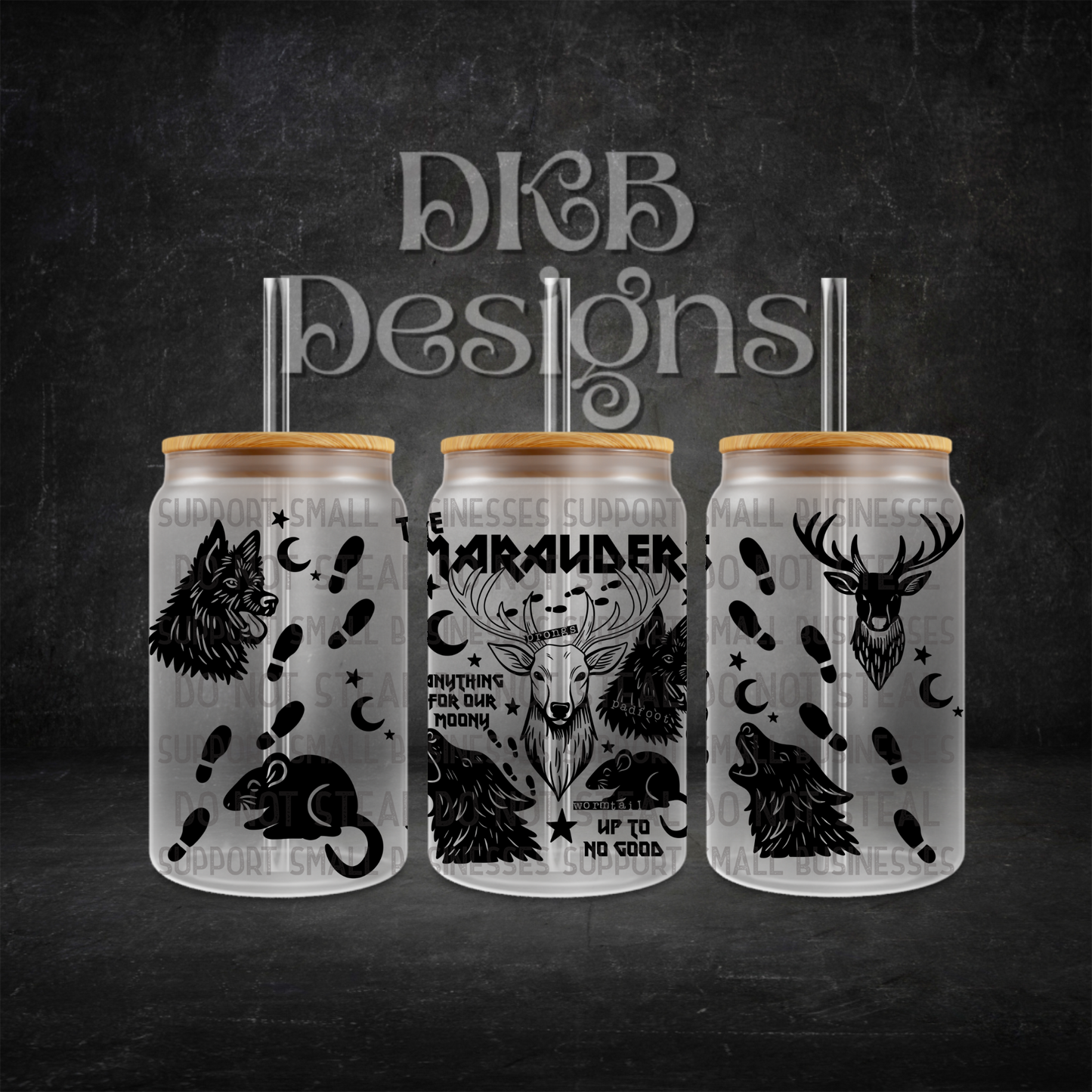 Up to no good 16oz glass can UV DTF