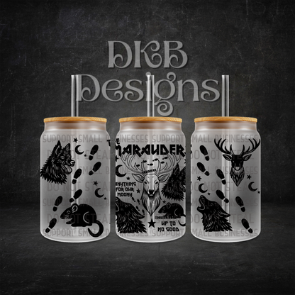 Up to no good 16oz glass can UV DTF