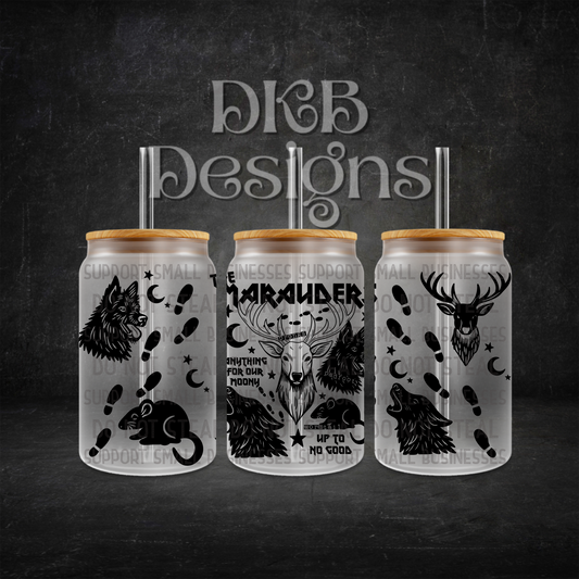 Up to no good 16oz glass can UV DTF