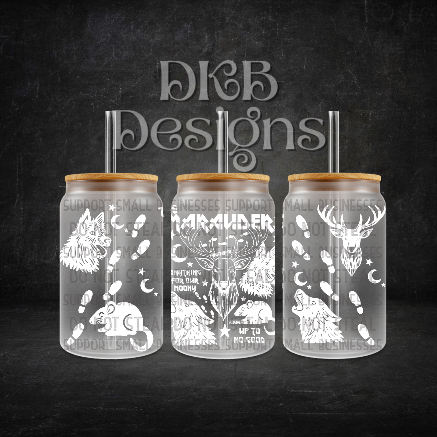 Up to no good 16oz glass can UV DTF