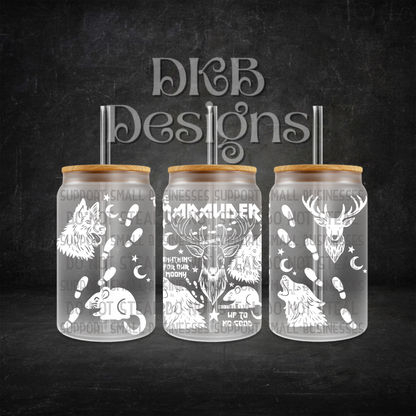 Up to no good 16oz glass can UV DTF