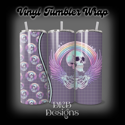 Rainbow skelly vinyl tumbler wrap