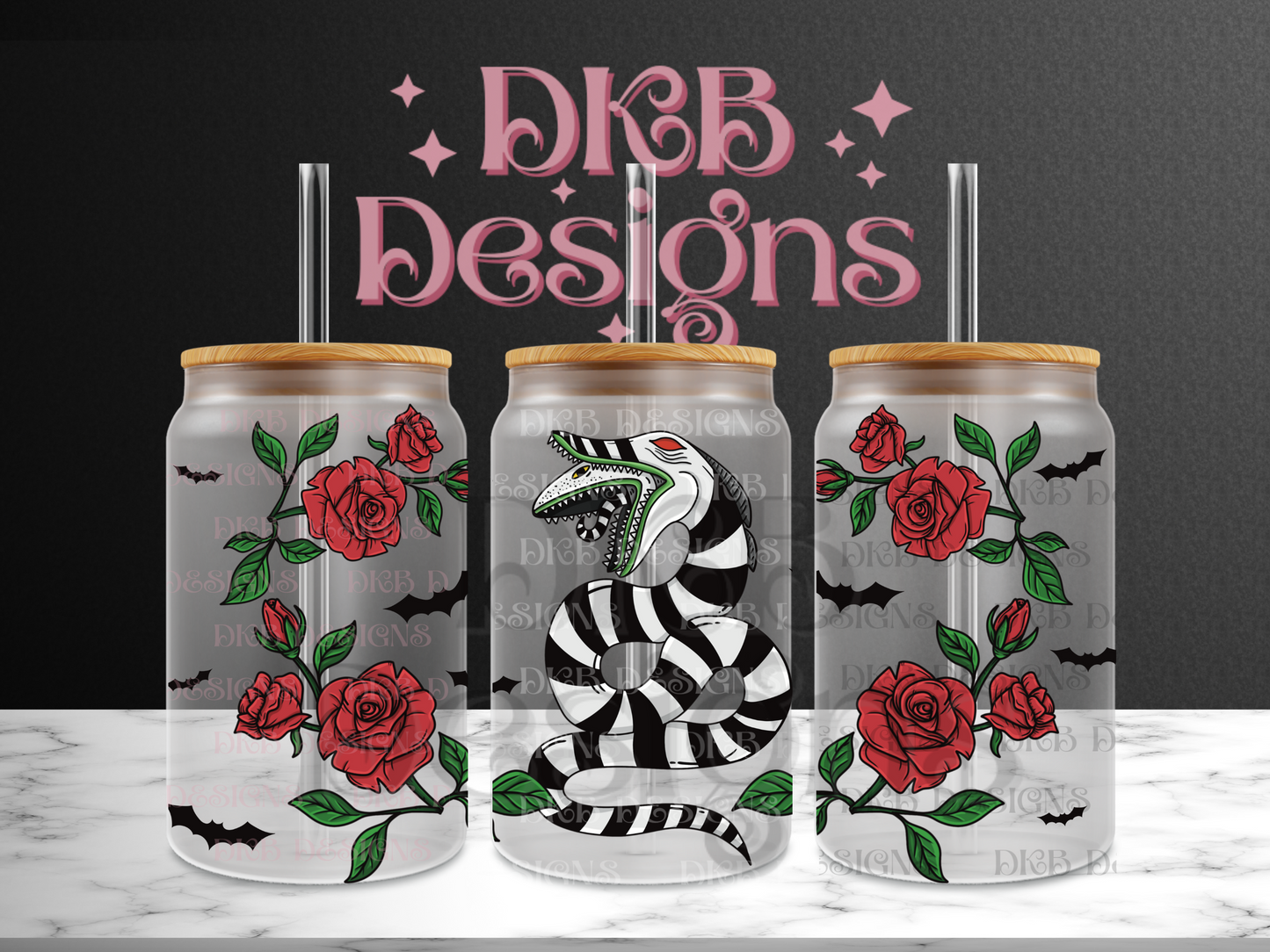 Sandworm 16oz glass can UV DTF