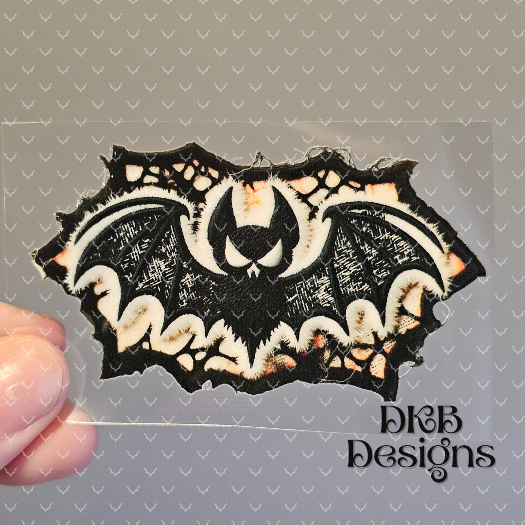 Bat distressed patch (faux embroidery) UV DTF