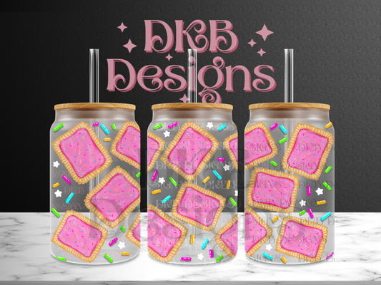 Pop tarts 16oz glass can UV DTF