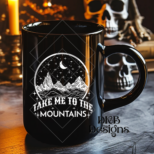 Take me to the mountains (white) UV DTF